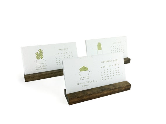 2020 Succulent Letterpress Desk Calendar With Stand Etsy