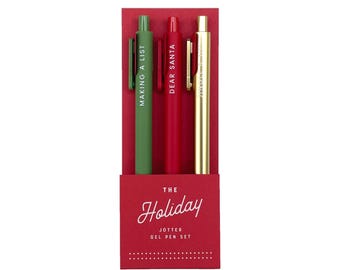 Holiday Jotter Pen Set of 3 | Pens | Gel Pens | Stocking Stuffer | Black Friday | Cyber Sale | Affordable Gift | Holiday Gift | Shop Small