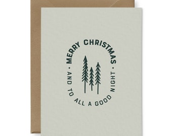 Merry Christmas With Trees Greeting Card | Holiday Card | Christmas Card | Letterpress Card | Season's Greetings Card