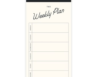 Retro Weekly Plan Notepad - Tear-Off Notepad | Warm White Text Paper | Schedule Notepad