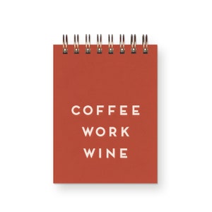 Coffee Work Wine Mini Jotter - Notebook | Journal | Pocket Notebook | Spiral Bound | Blank Pages