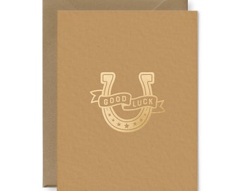 Good Luck Horseshoe Greeting Card - Letterpress Greeting Card