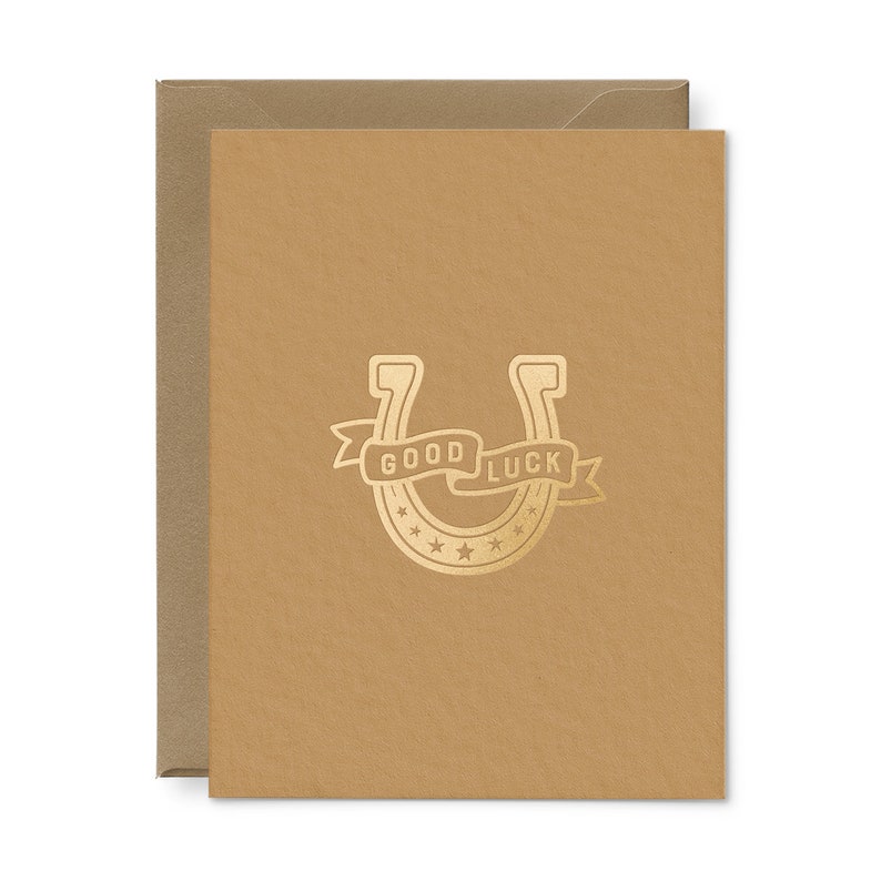 Good Luck Horseshoe Greeting Card Letterpress Greeting Card image 1