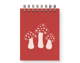 Mushroom Mini Jotter - Notebook | Journal | Pocket Notebook | Spiral Bound | Blank Pages | Stocking Stuffer | Affordable Gift | Gift for Her