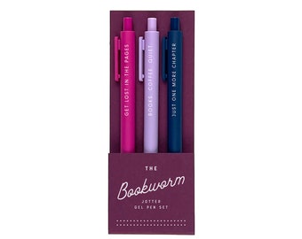 The Bookworm Jotter Gel Pen Set of 3 | Pens for Book Lovers