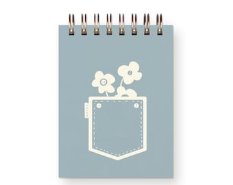 Flower Pocket Mini Jotter Notebook | Journal | Pocket Notebook | Spiral Bound | Blank Pages