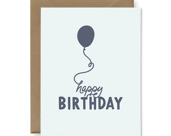 Happy Birthday Balloon Letterpress Greeting Card - Birthday Card