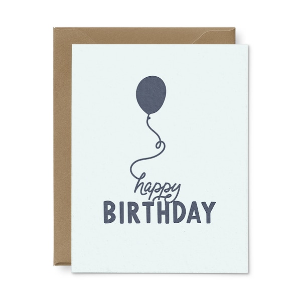 Happy Birthday Balloon Letterpress Greeting Card - Birthday Card