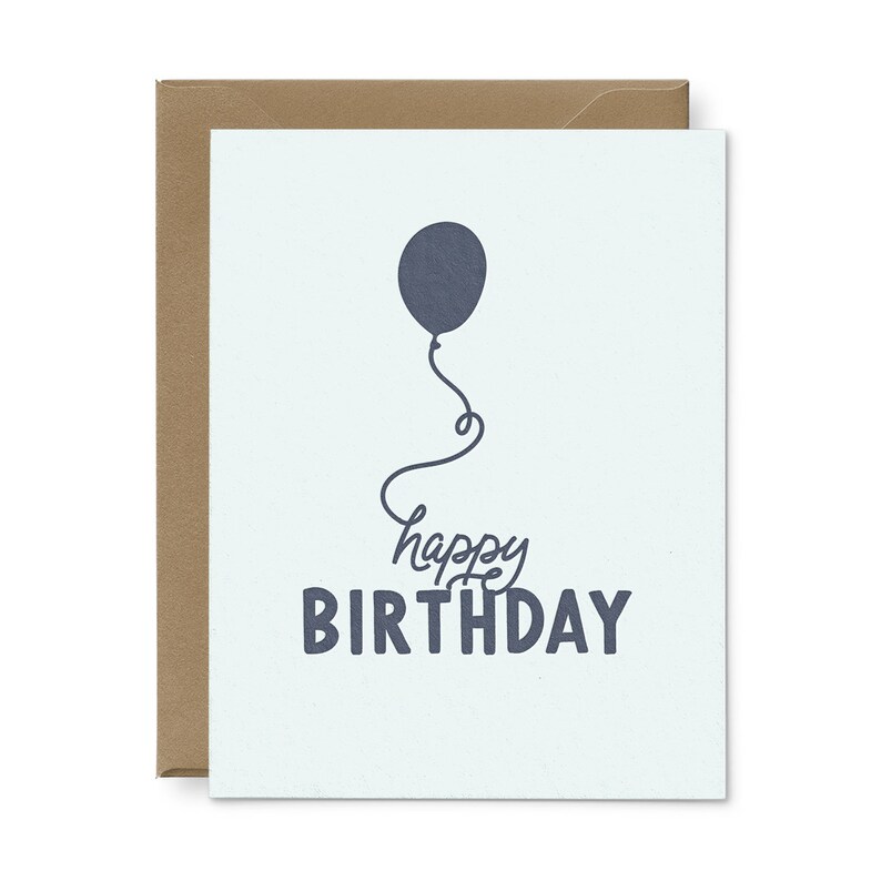 Happy Birthday Balloon Letterpress Greeting Card Birthday Card image 1