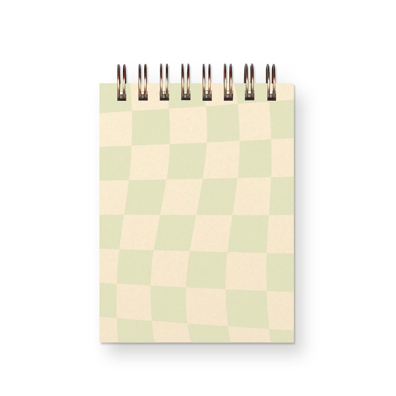 Checkerboard Mini Jotter Notebook Journal Pocket Notebook Spiral Bound Blank Pages Seaglass