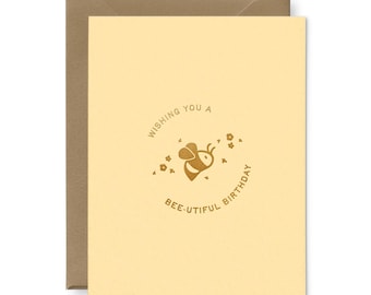Bee-Utiful Birthday Greeting Card | Gold Foil Pressed