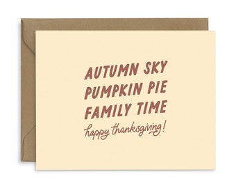 Autumn Sky Thanksgiving Greeting Card | Thanksgiving Card | Thankful Card | Letterpress Card