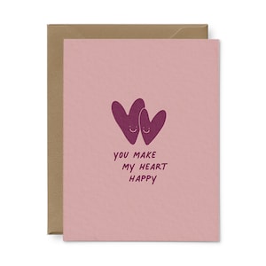 Vous rendez mon cœur heureux Carte de vœux d’amour | Carte d'amour | Carte de la Saint-Valentin | Carte d'anniversaire | Carte typographique