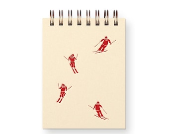 Mini carnet de notes pour les vacances au ski - Carnet de notes | Mini-journal | Cahier de poche | Reliure spirale | Pages vierges | Bas de Noël