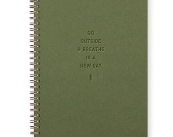 Breathe In A New Day Journal - Lined Notebook | Hardcover Journal | Spiral Bound | Letterpress | Journal For Nature Lovers