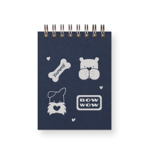 Bow Wow Dog Mini Jotter - Notebook | Journal | Pocket Notebook | Spiral Bound | Blank Pages | Dog Themed Notebook