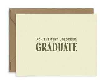 Achievement Unlocked Greeting Card - Letterpress Greeting Card | Graduation Card