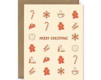 Merry Christmas Grid Greeting Card | Holiday Greeting Card | Christmas Card | Merry Christmas Card | Letterpress Card