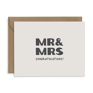 Carte de voeux Mr & Mrs Wedding | Carte de mariage | Carte de félicitations pour mariage | Souhaits de carte de mariage