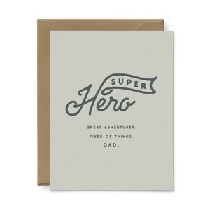 Super Hero Dad Letterpress Carte de vœux | Cartes de fête des pères | Carte de papa | Cartes de vœux | Cartes typographiques