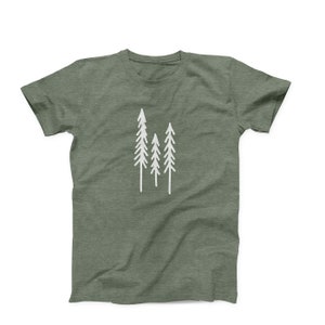 Evergreen Trees Tshirt - Unisex Jersey Tee | Bella Canvas | Heather Pine | Screenprinted
