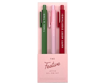Festive Jotter Pen Set of 3 | Pens | Gel Pens | Stocking Stuffer | Black Friday | Cyber Sale | Affordable Gift | Holiday Gift | Shop Small
