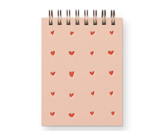 Heart Grid Mini Jotter | Pocket Notebook | Mini Notebook | Blank Notebook | Spiral Bound