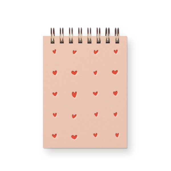 Heart Grid Mini Jotter | Pocket Notebook | Mini Notebook | Blank Notebook | Spiral Bound