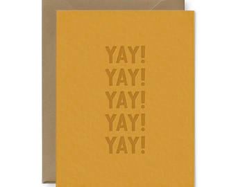 Yay! Yay! Yay! Letterpress Greeting Card - Congratulations Card, Congrats Card, Encouragement Card, Graduation Card | Greeting Cards