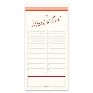 Retro Market List Notepad - Tear-Off Notepad | Warm White Text Paper | Grocery List