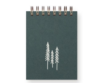 Evergreen Trees Mini Jotter - Notebook | Journal | Pocket Notebook | Spiral Bound | Blank Pages