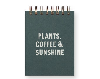 Plants, Coffee & Sunshine Mini Jotter - Notebook | Journal | Pocket Notebook | Spiral Bound | Blank Pages