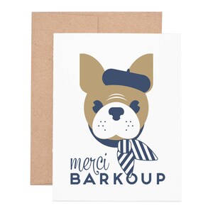 Merci Barkoup Letterpress Greeting Card - Thank You Card | French Bulldog | Thanks | Greeting Cards | Letterpress Cards