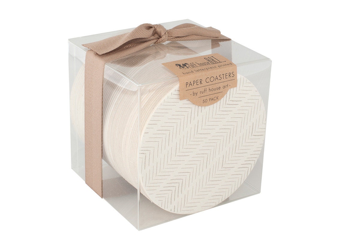 Bulk Coaster Boxed Set Chevron Herringbone Wedding Coasters Etsy