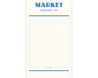 Market Shopping List Notepad - Tear-Off Notepad | Warm White Text Paper