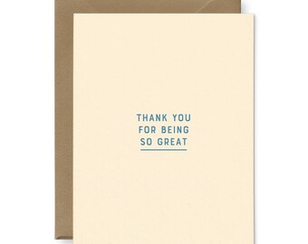 So Great Thank You Greeting Card | Letterpress Card | Thank You Card