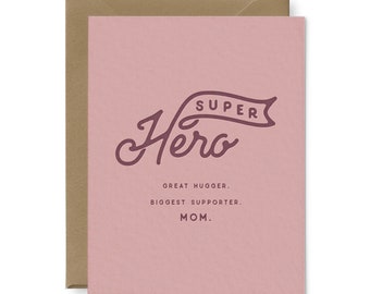 Super Hero Mom Letterpress Greeting Card | Mother's Day Cards | Mom Day Cards | Love Cards | Greeting Cards | Letterpress Cards