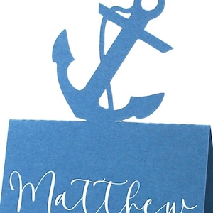Cartões de lugar de âncora, cartões de lugar de marinheiro para casamento costeiro, cartões de lugar personalizados para veleiro, cartões de lugar personalizados para casamento no oceano, recepção de casamento personalizada