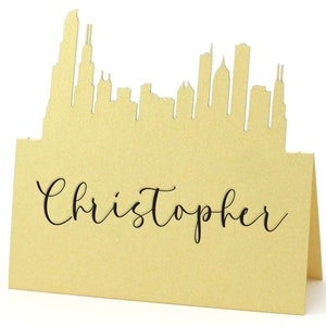 Chicago Illinois Wedding Place Card Holders City Skyline Escort Card Skyline Seating Chart Chicago Skyline Table Numbers Destination Wedding