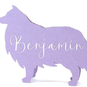 Cartões de lugar personalizados para cães Collie, mapa de assentos para casamento, cartão de lugar para casamento, cães Collie, chá de panela, cartões para escolha de refeições, chá de bebê