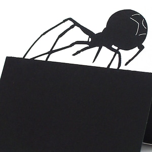 ハロウィンウェディング席札ホルダー スパイダー席札 フォーエバーユアリトルガールウェディング座席表 ゴシックウェディング招待状 ブライズメイド