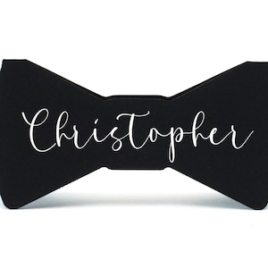 Papillon personalizzato segnaposto matrimonio etichette nome abito nero personalizzato matrimonio posti a sedere nome baby shower smoking gentiluomo fidanzamento compleanno