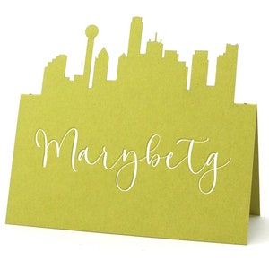Cartes de lieu pour mariage Dallas Carte de lieu pour mariage Dallas Skyline Carte de mariage au Texas Cartes pour dîner répétition de mariage à destination Shower nuptiale