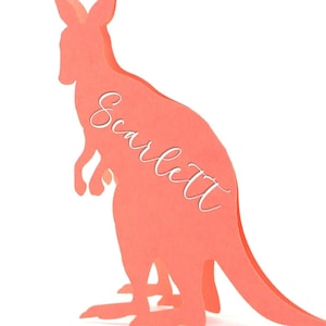 Tarjetas de lugar con forma de canguro, portatarjetas de lugar para bodas con animales rústicos, plano de asientos para bodas, despedida de soltera, animales del bosque, baby shower, despedida de soltera
