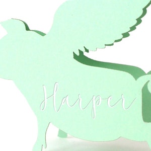 Pig Place Cards Flying Pig Place Card Holders Custom Dinner Seating Card Escort Card Wedding Table Number Card Farm Animals Wedding Hochzeit