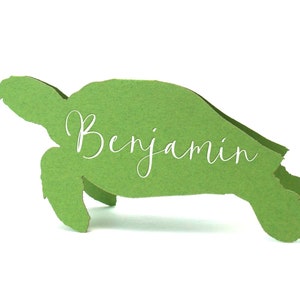 Marque-place tortue de mer sur mesure, porte-cartes de mariage pour aquarium, mariage rustique, mariage nautique, anniversaire de naissance, douche nuptiale marine
