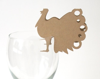 Thanksgiving place card Turkey Place Card Thanksgiving seating card turkey Escort Card Thanksgiving dinner wine glass place card