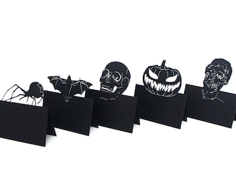 Halloween Wedding Place Card Holders Spider Skull Zombie Bat Pumpkin Til Death Wedding Gothic Bride Groom Wedding Seating Chart Anniversary