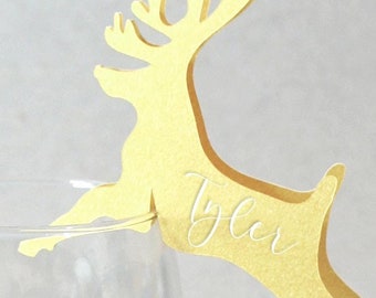 Personalized Christmas Drink Tags Place Card Settings Reindeer Escort Cards Wedding Place Cards Santa Place Card Holder Christmas Place Card