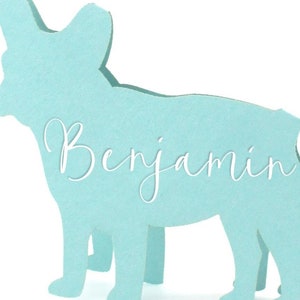 Tarjeta de lugar de boda personalizada con diseño de bulldog francés, regalo para mamá de perro, etiquetas para despedida de soltera con boca de incendios, plano de asientos de boda personalizado, aniversario